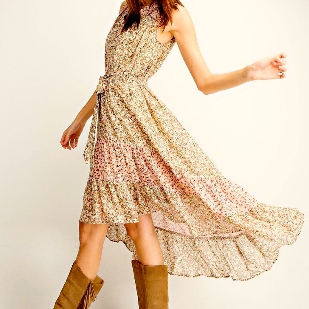 BOHO STYLE LAYERED COLORS MIDI DRESS 1 left - Picture 2 of 13